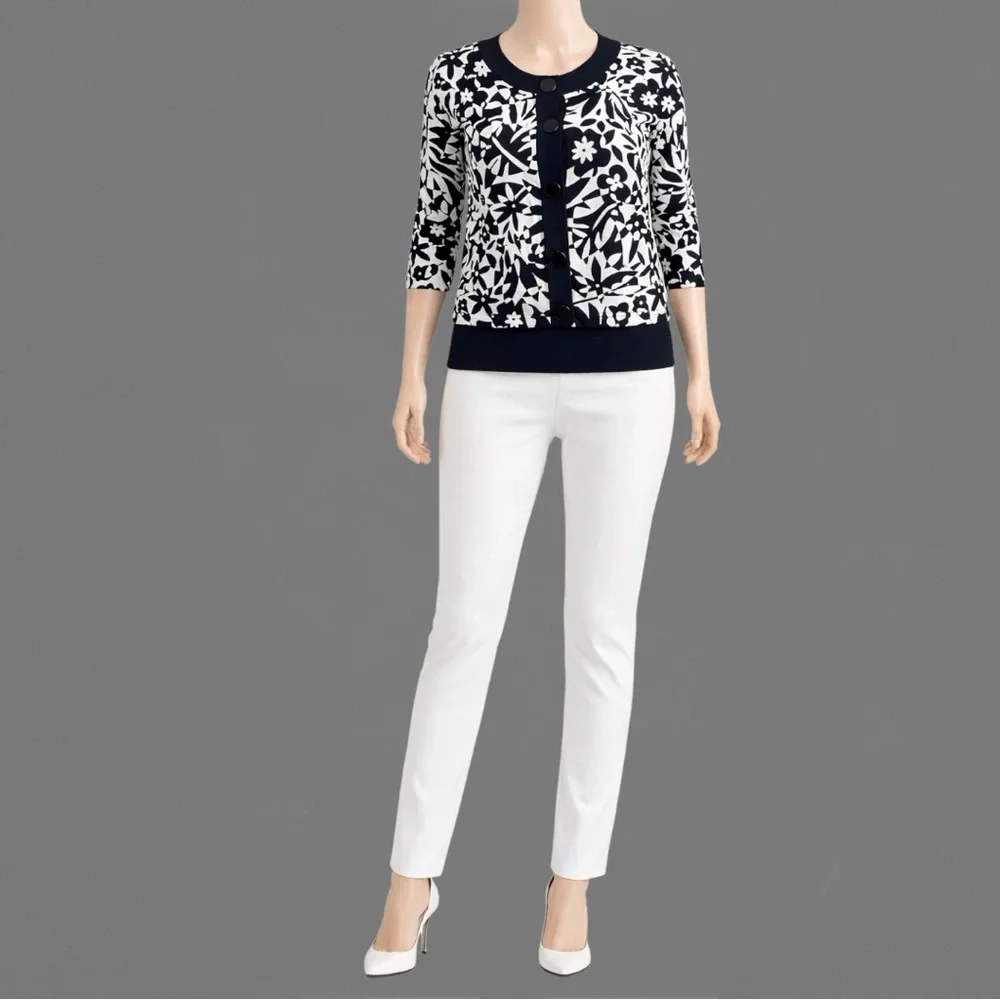 Cable & Gauge Silk-Blend Floral Cardigan